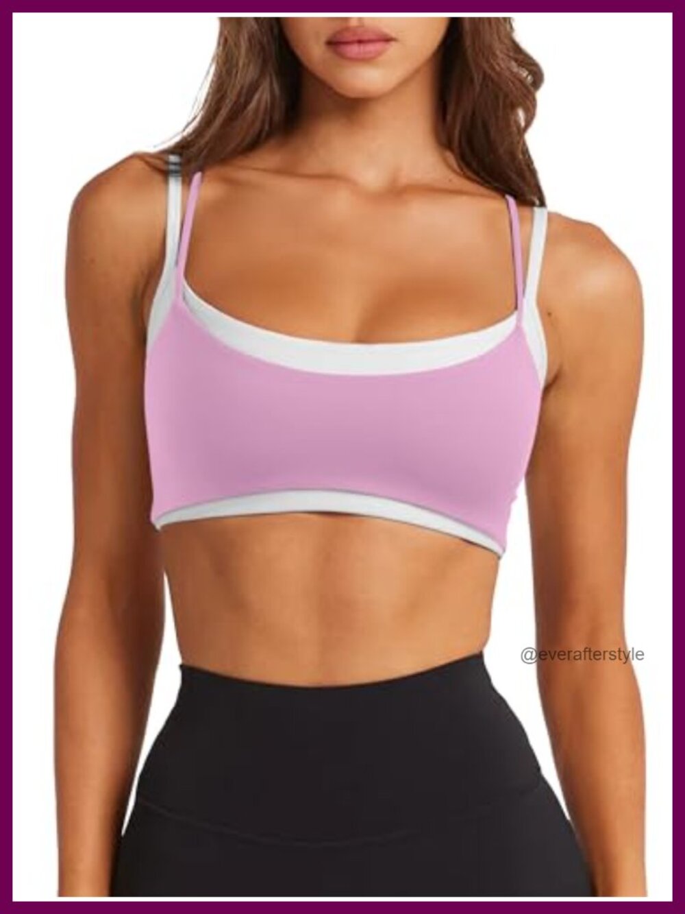 LASLULU Double Layered Sports Bra Spaghetti Strap Workout Yoga Top